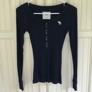 A&F Long Sleeve Ribbed Tee, Size XS